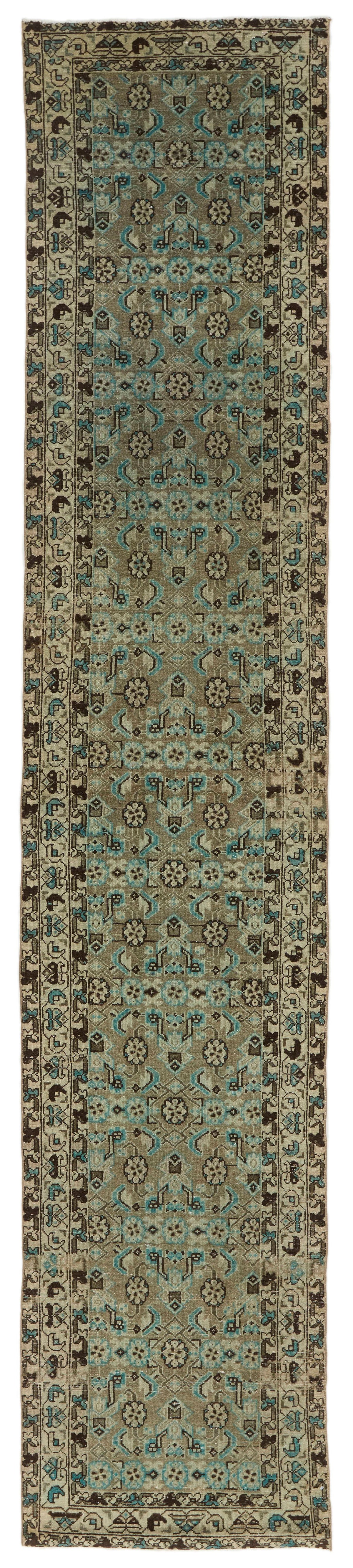3x13 Brown and Ivory Persian Tribal Runner