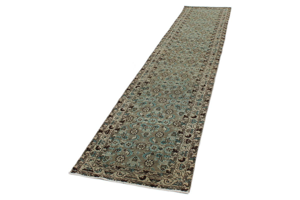 3x13 Brown and Ivory Persian Tribal Runner