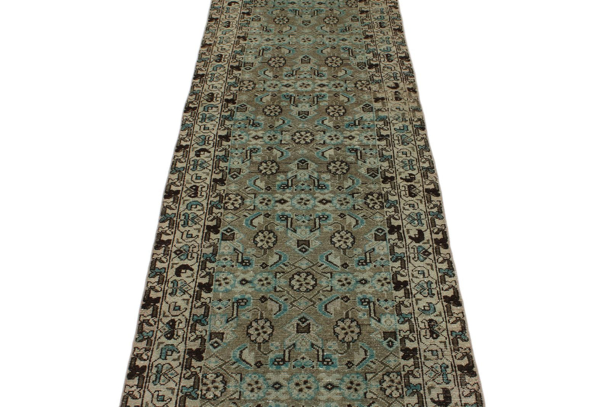 3x13 Brown and Ivory Persian Tribal Runner