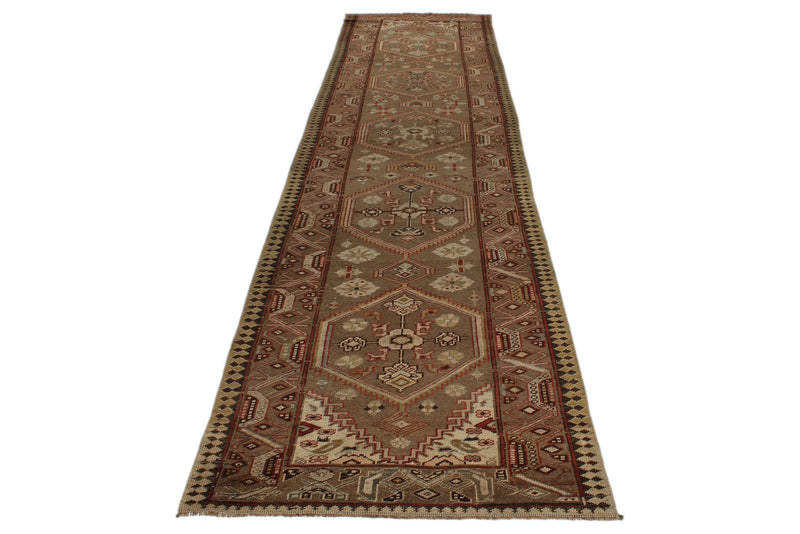 3x14 Ivory and Brown Persian Runner