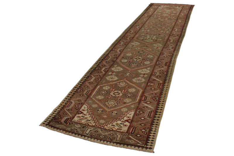 3x14 Ivory and Brown Persian Runner