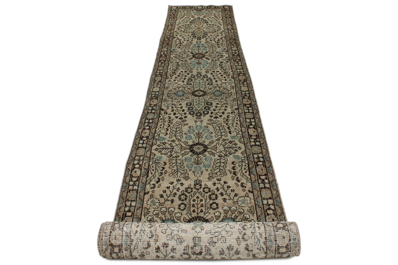 3x23 Ivory and Brown Persian Traditional Runner