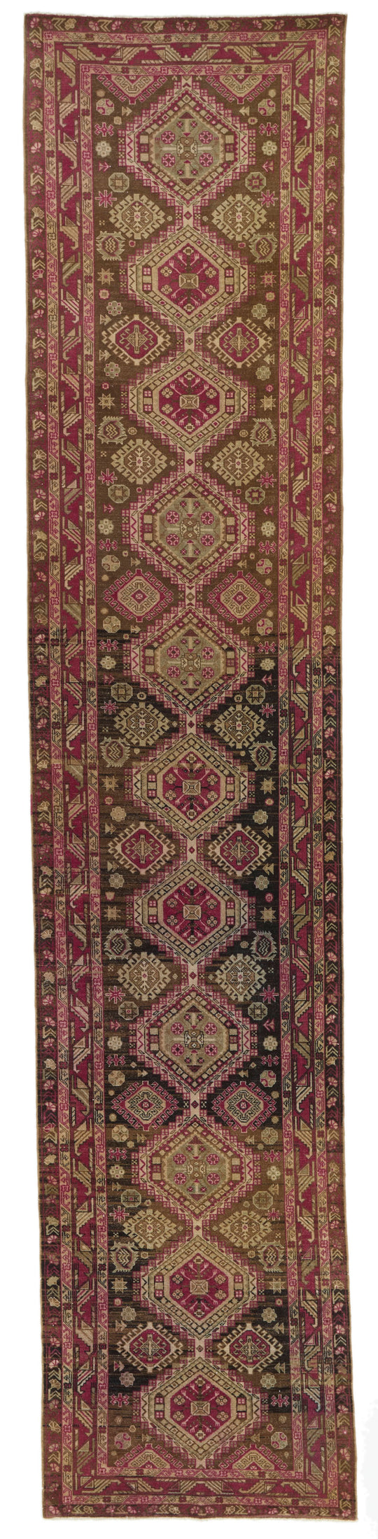 3x14 Brown and Red Anatolian Tribal Runner