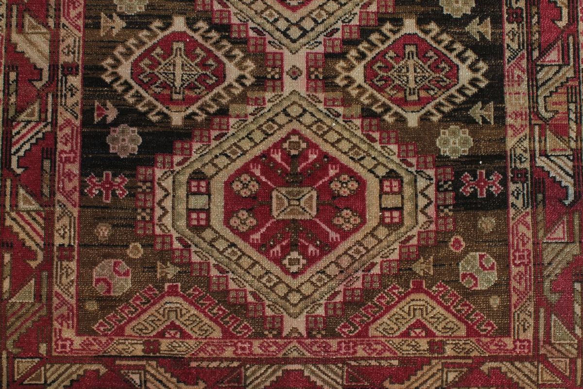 3x14 Brown and Red Anatolian Tribal Runner