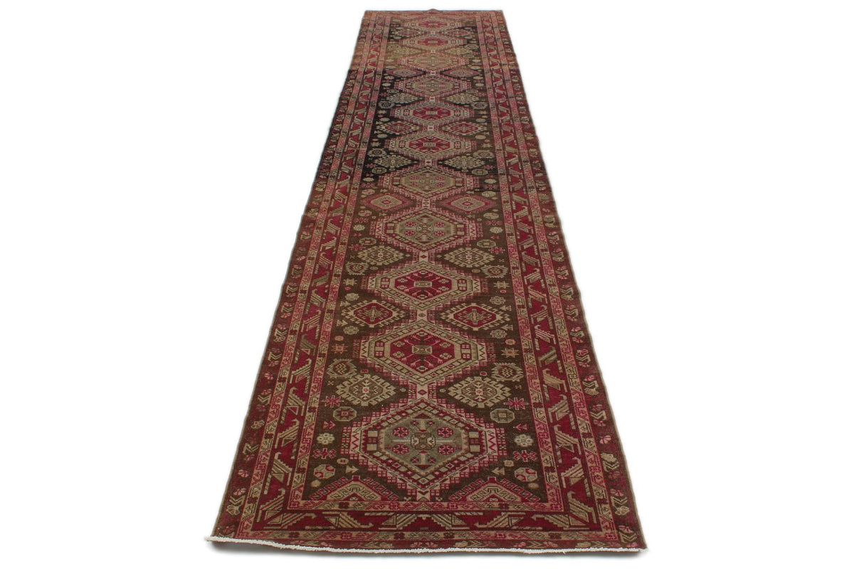 3x14 Brown and Red Anatolian Tribal Runner