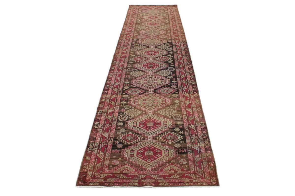 3x14 Brown and Red Anatolian Tribal Runner