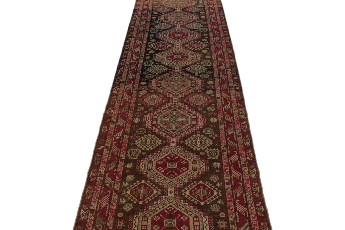3x14 Brown and Red Anatolian Tribal Runner