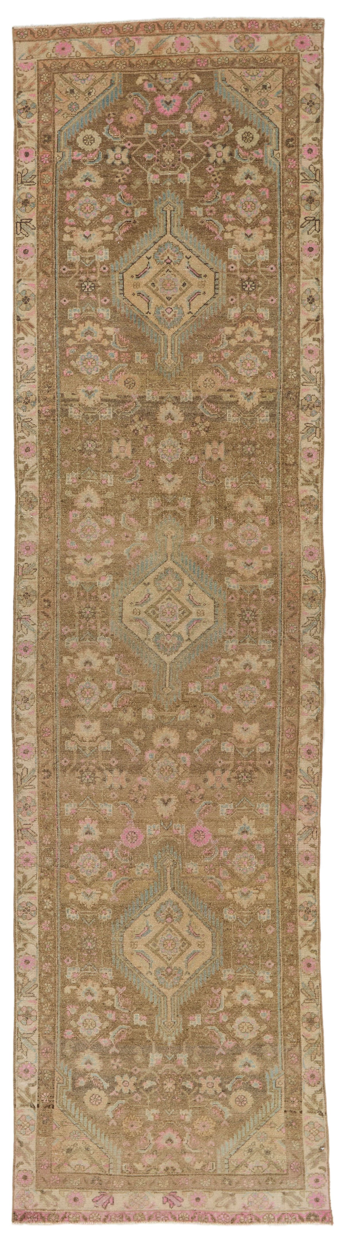3x12 Brown and Ivory Persian Tribal Runner