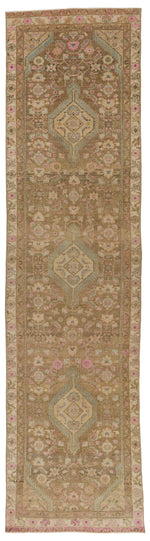 3x12 Brown and Ivory Persian Tribal Runner