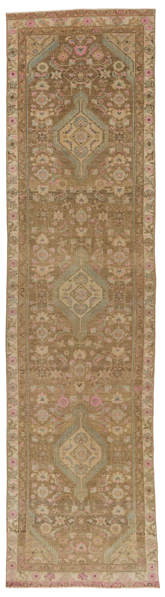 3x12 Brown and Ivory Persian Tribal Runner