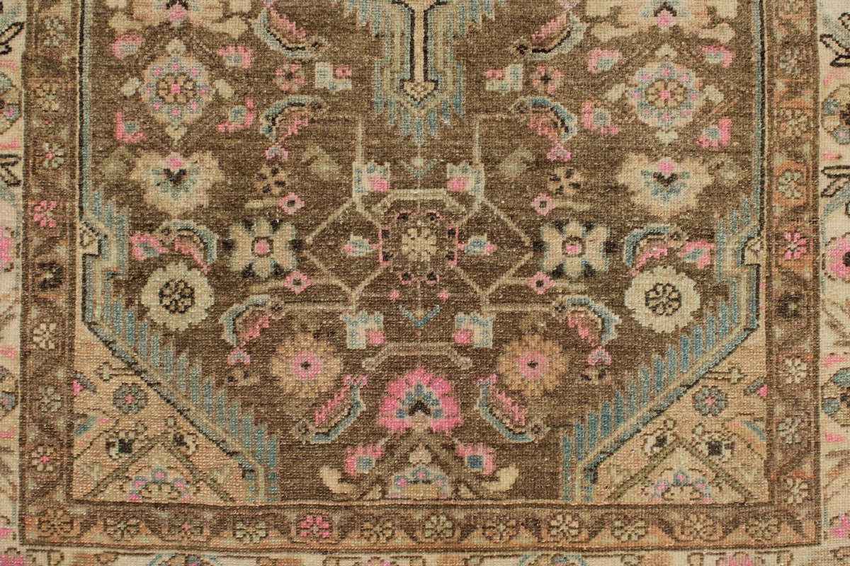 3x12 Brown and Ivory Persian Tribal Runner