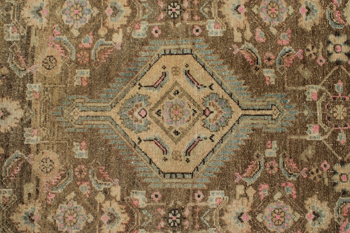 3x12 Brown and Ivory Persian Tribal Runner