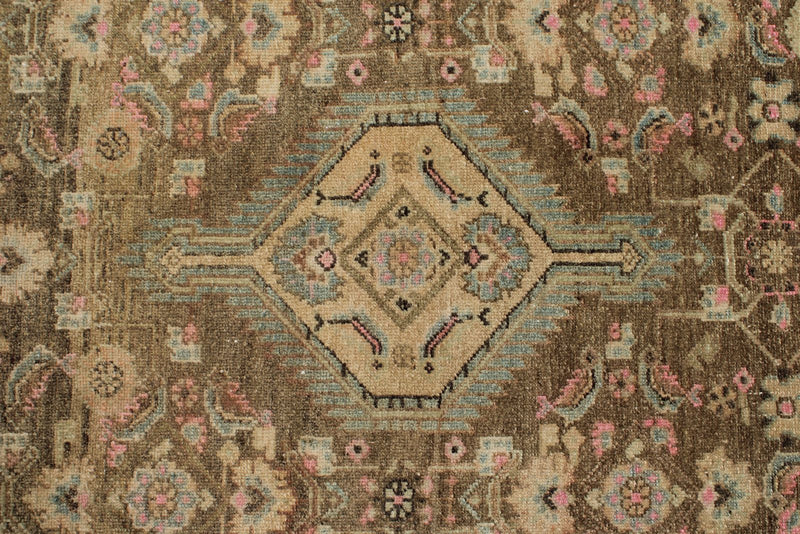 3x12 Brown and Ivory Persian Tribal Runner