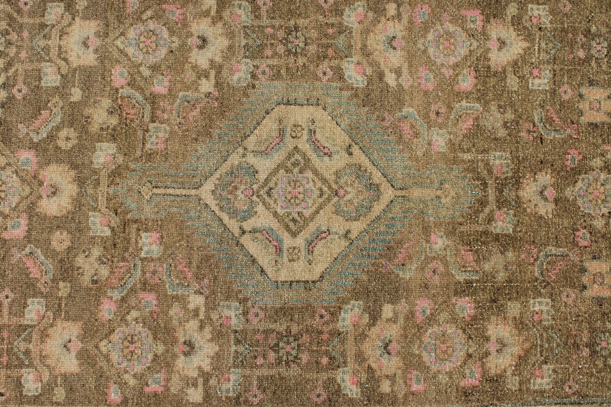 3x12 Brown and Ivory Persian Tribal Runner