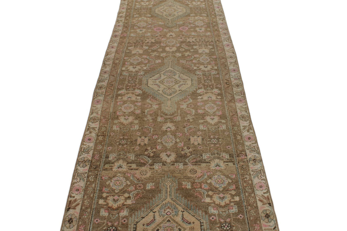 3x12 Brown and Ivory Persian Tribal Runner