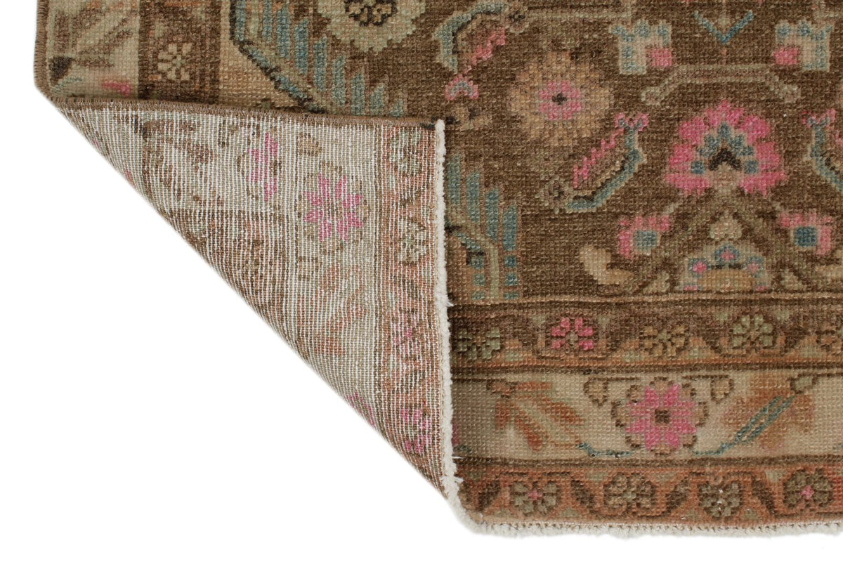 3x12 Brown and Ivory Persian Tribal Runner