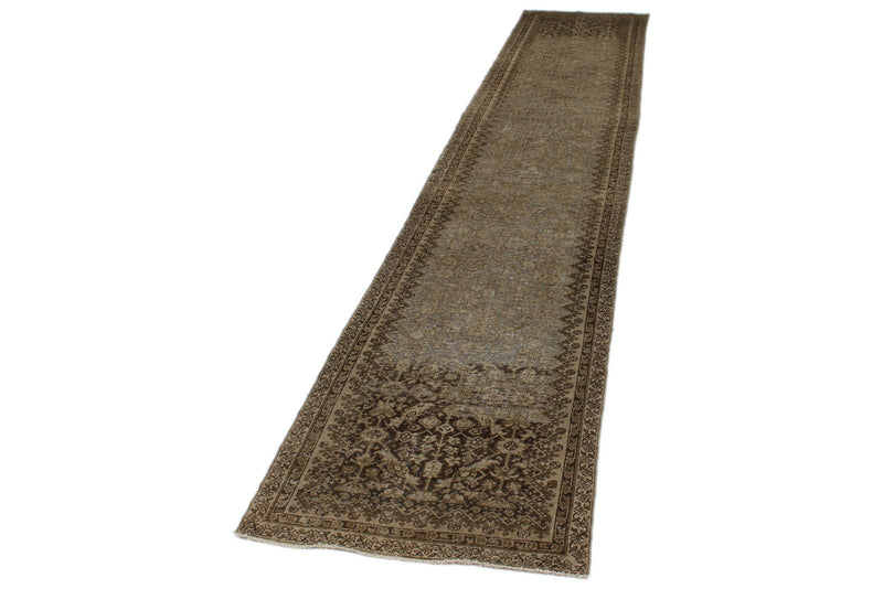 3x16 Brown and Ivory Persian Tribal Runner