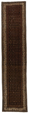 3x13 Brown and Ivory Persian Tribal Runner