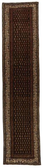 3x13 Brown and Ivory Persian Tribal Runner