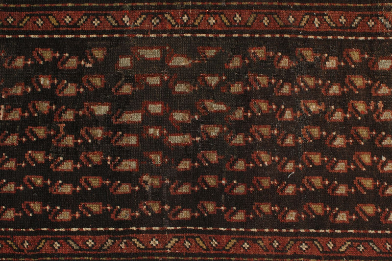 3x13 Brown and Ivory Persian Tribal Runner