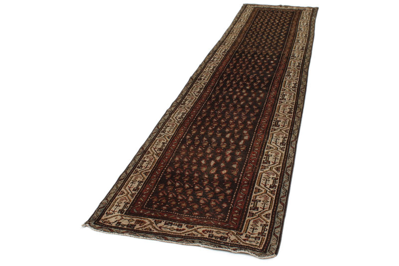 3x13 Brown and Ivory Persian Tribal Runner