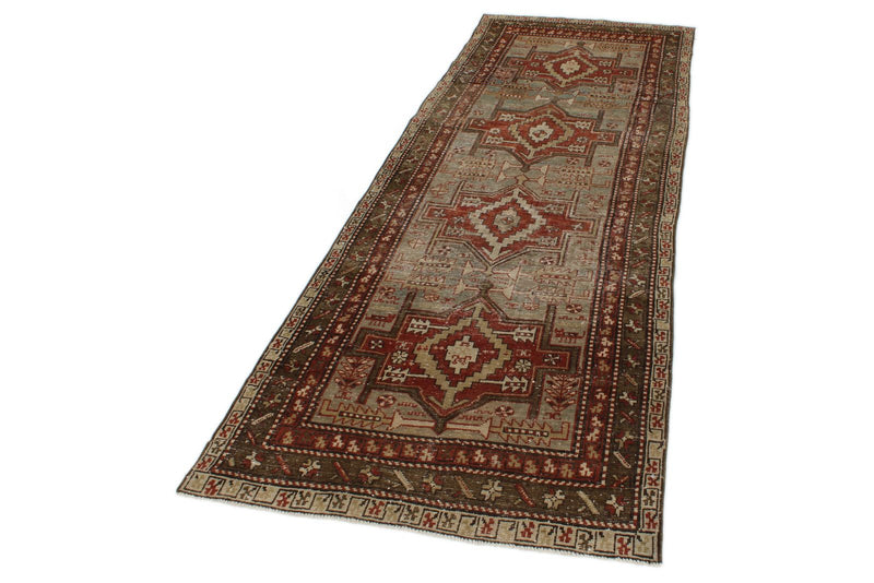 3x11 Rust and Brown Kazak Tribal Runner