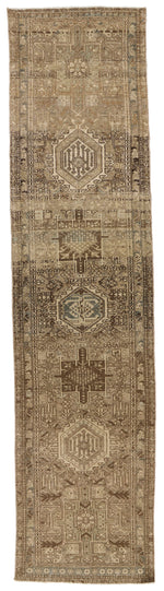 3x12 Ivory and Brown Persian Runner
