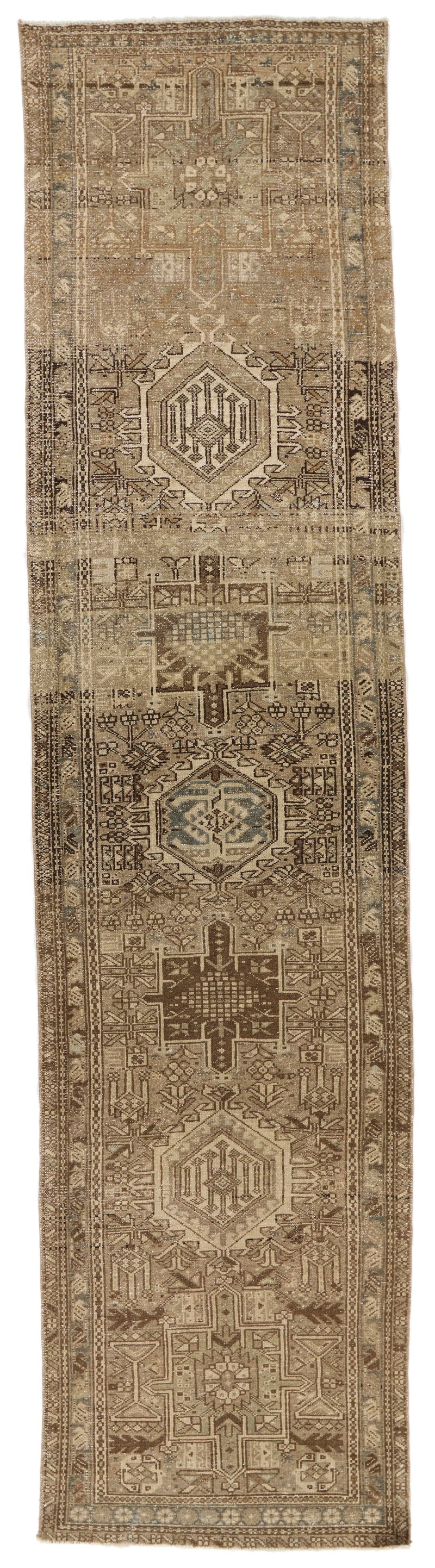 3x12 Ivory and Brown Persian Runner