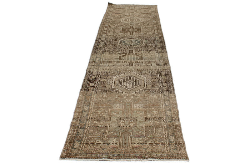 3x12 Ivory and Brown Persian Runner