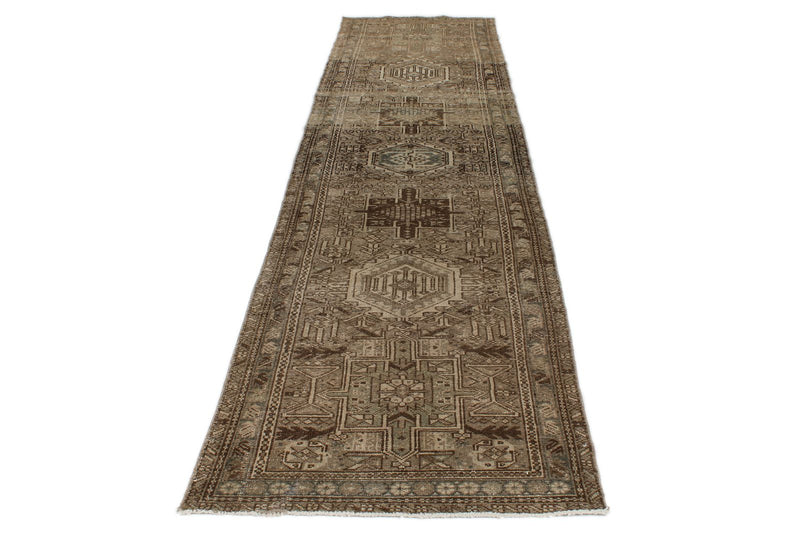 3x12 Ivory and Brown Persian Runner
