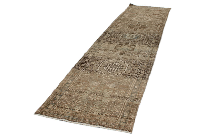 3x12 Ivory and Brown Persian Runner