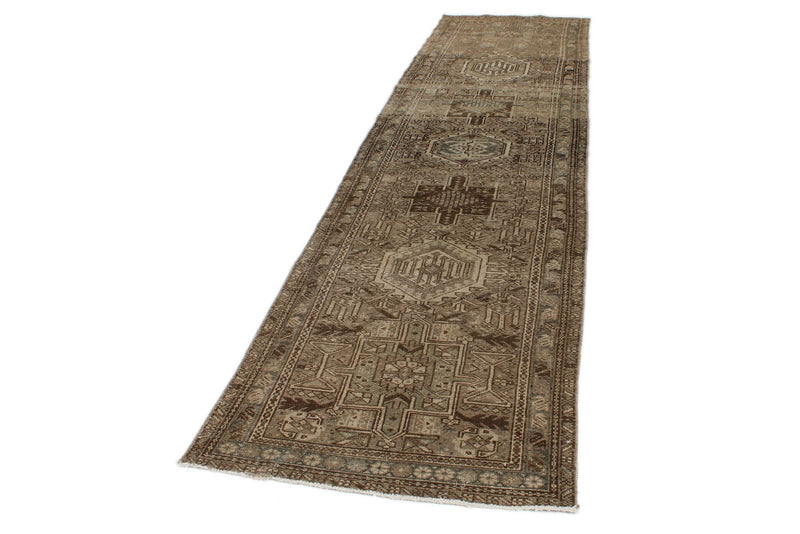 3x12 Ivory and Brown Persian Runner