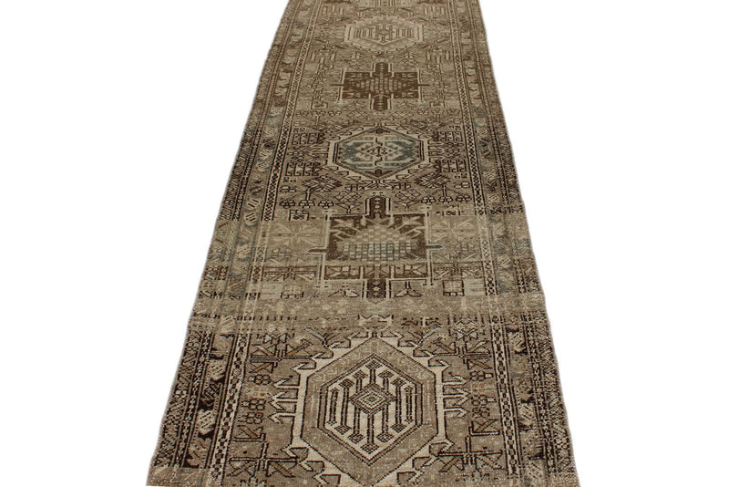 3x12 Ivory and Brown Persian Runner