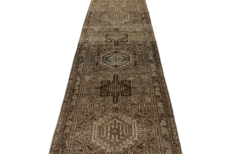 3x12 Ivory and Brown Persian Runner