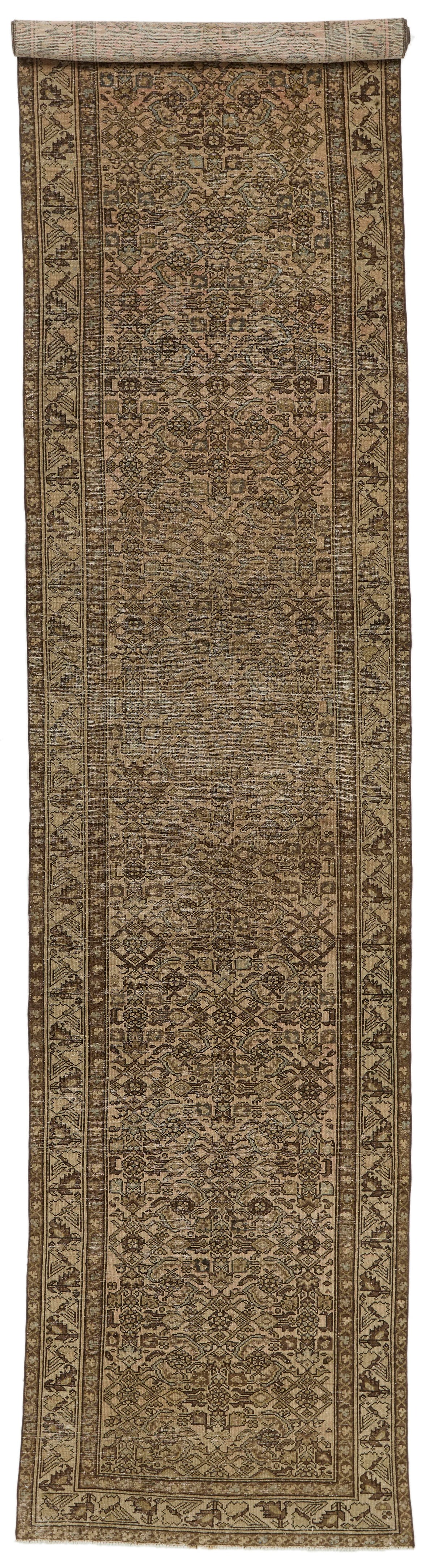 3x16 Brown and Ivory Persian Tribal Runner