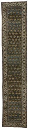 3x17 Light Blue and Ivory Persian Tribal Runner