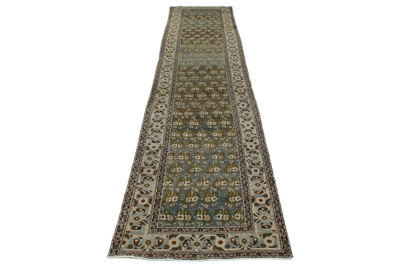 3x17 Light Blue and Ivory Persian Tribal Runner