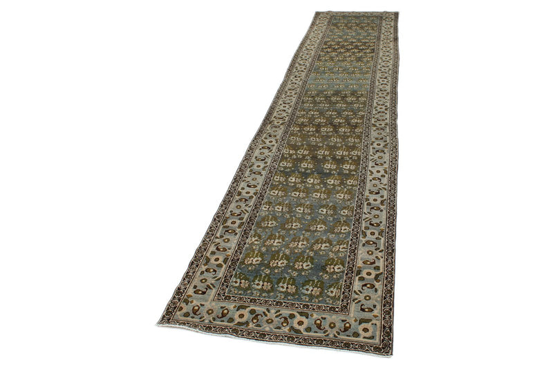 3x17 Light Blue and Ivory Persian Tribal Runner