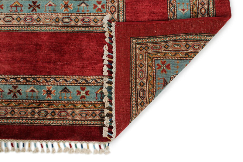10x13 Multicolor and Red Turkish Tribal Rug