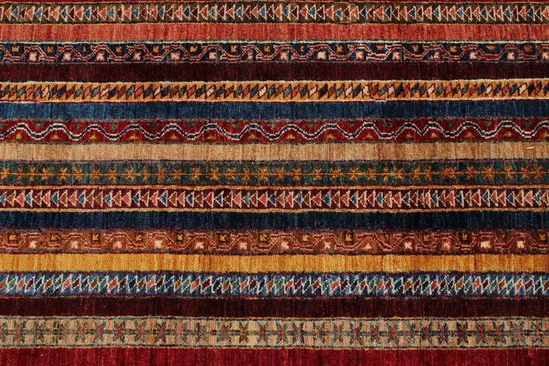 10x13 Red and Multicolor Turkish Tribal Rug