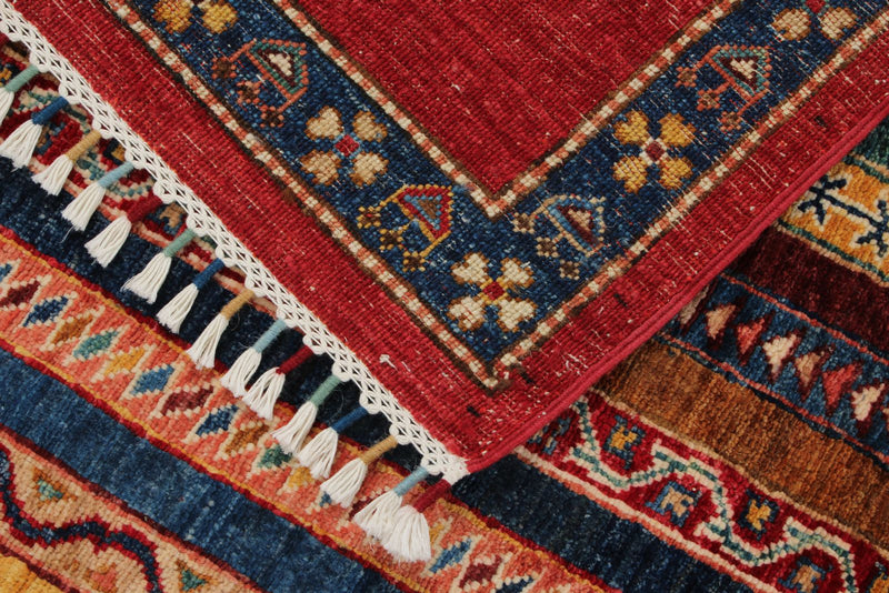 10x13 Red and Multicolor Turkish Tribal Rug