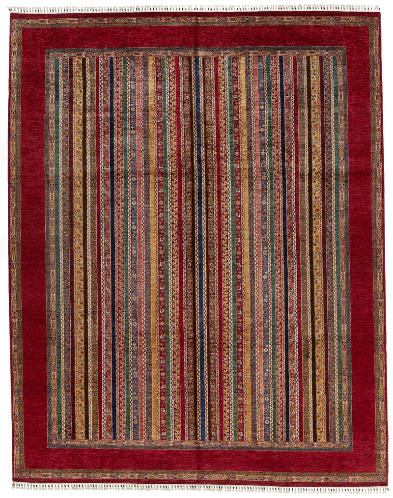 10x13 Multicolor and Red Turkish Tribal Rug