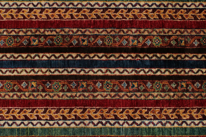 10x13 Multicolor and Red Turkish Tribal Rug