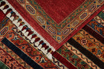 10x13 Multicolor and Red Turkish Tribal Rug