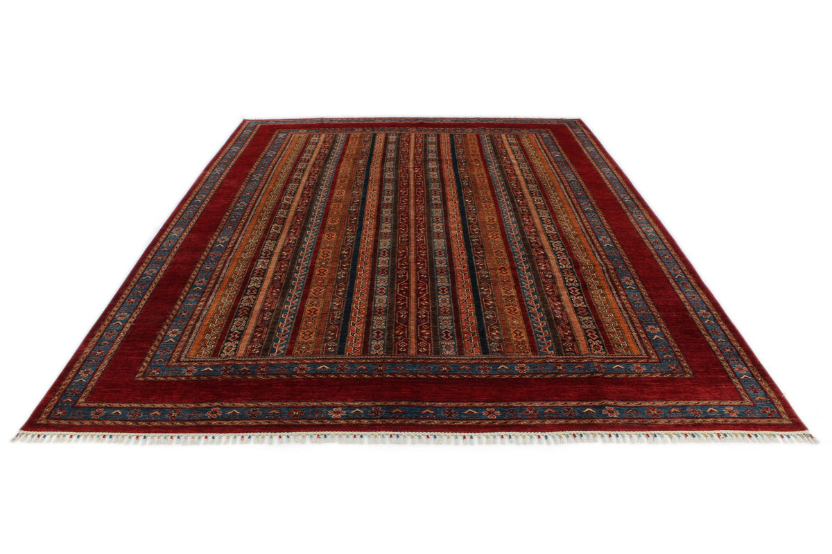 9x12 Red and Multicolor Turkish Tribal Rug