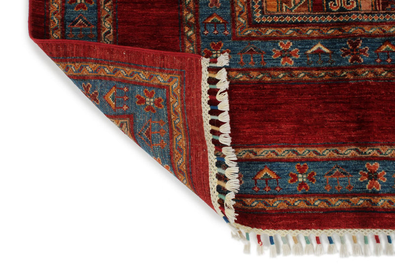 9x12 Red and Multicolor Turkish Tribal Rug