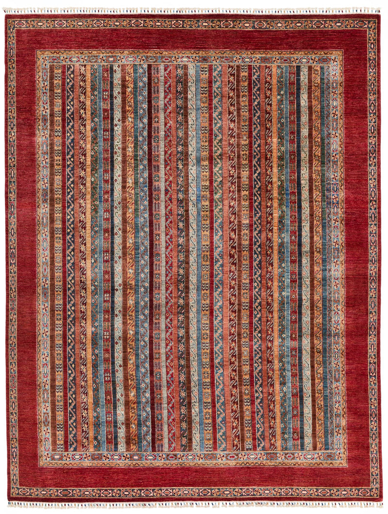 9x12 Red and Multicolor Turkish Tribal Rug