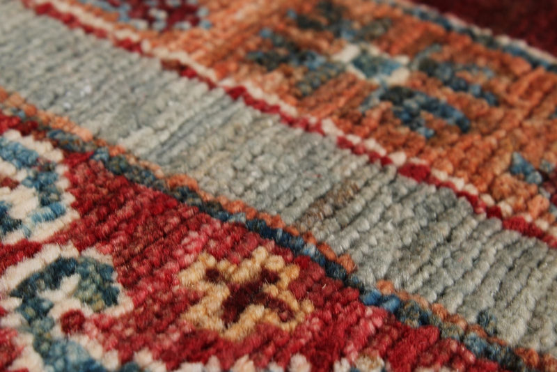 9x12 Red and Multicolor Turkish Tribal Rug