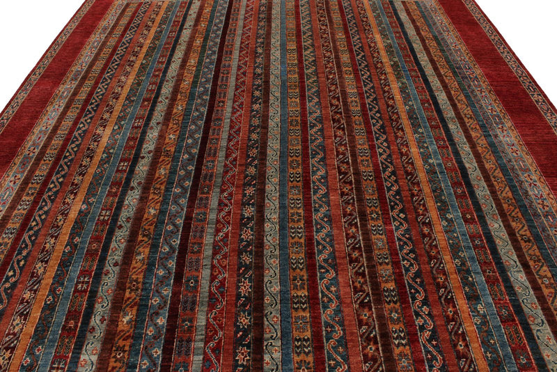 9x12 Red and Multicolor Turkish Tribal Rug