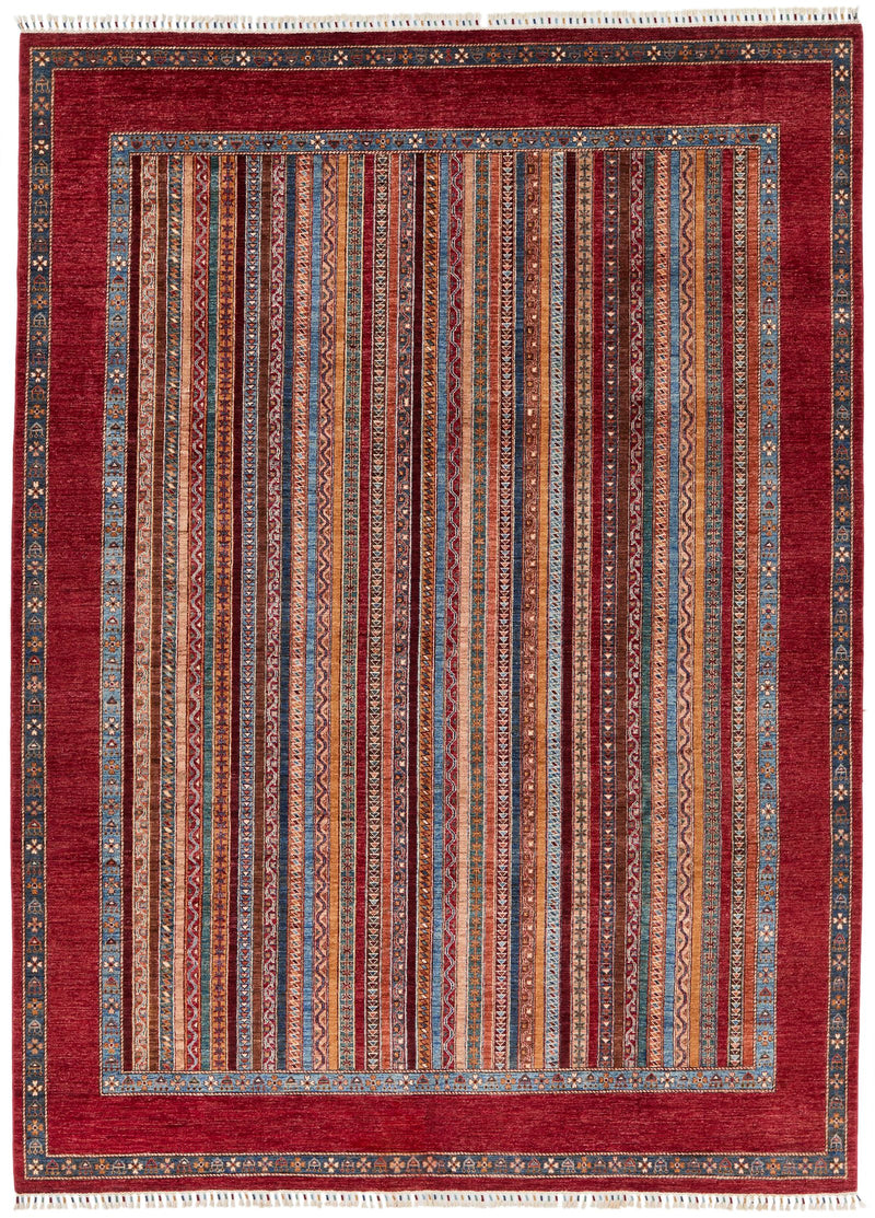 9x12 Red and Multicolor Turkish Tribal Rug